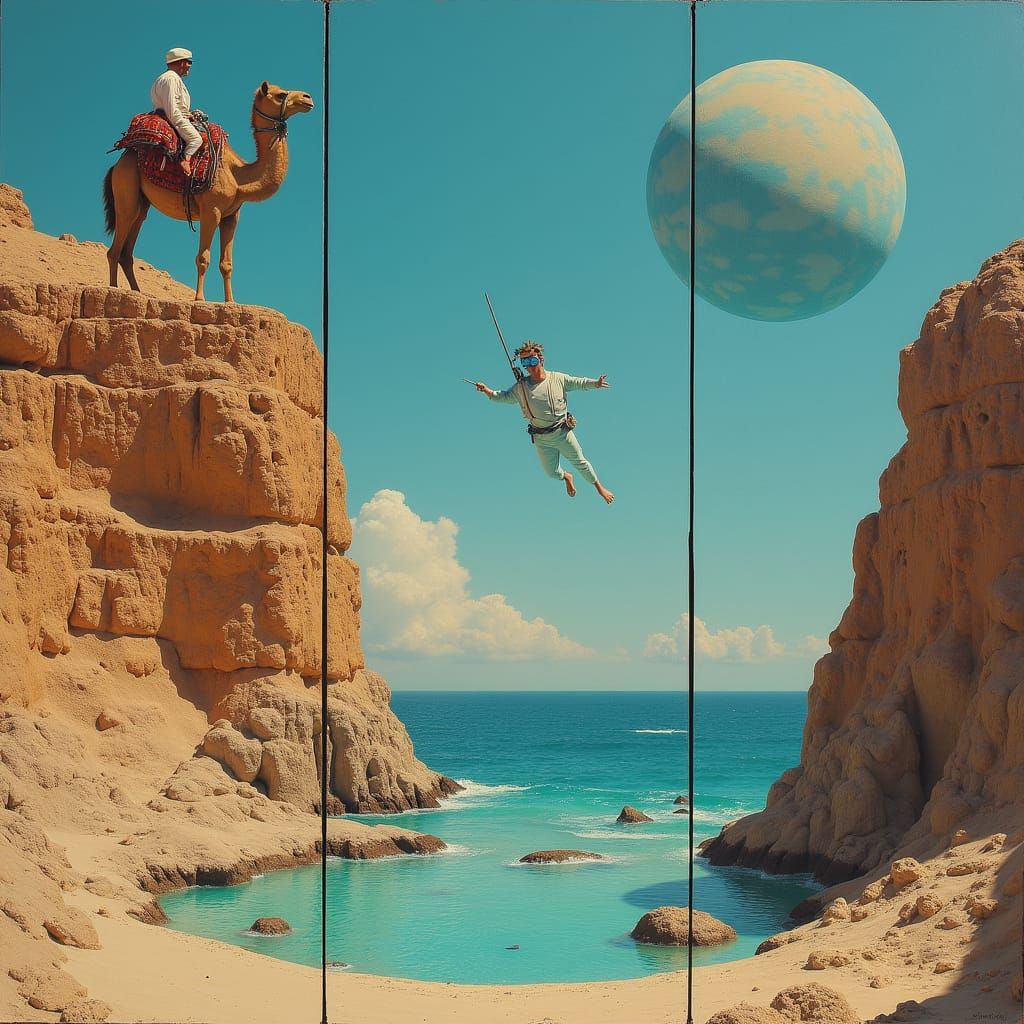 Surreal Alien Landscape in Retrofuturistic Style