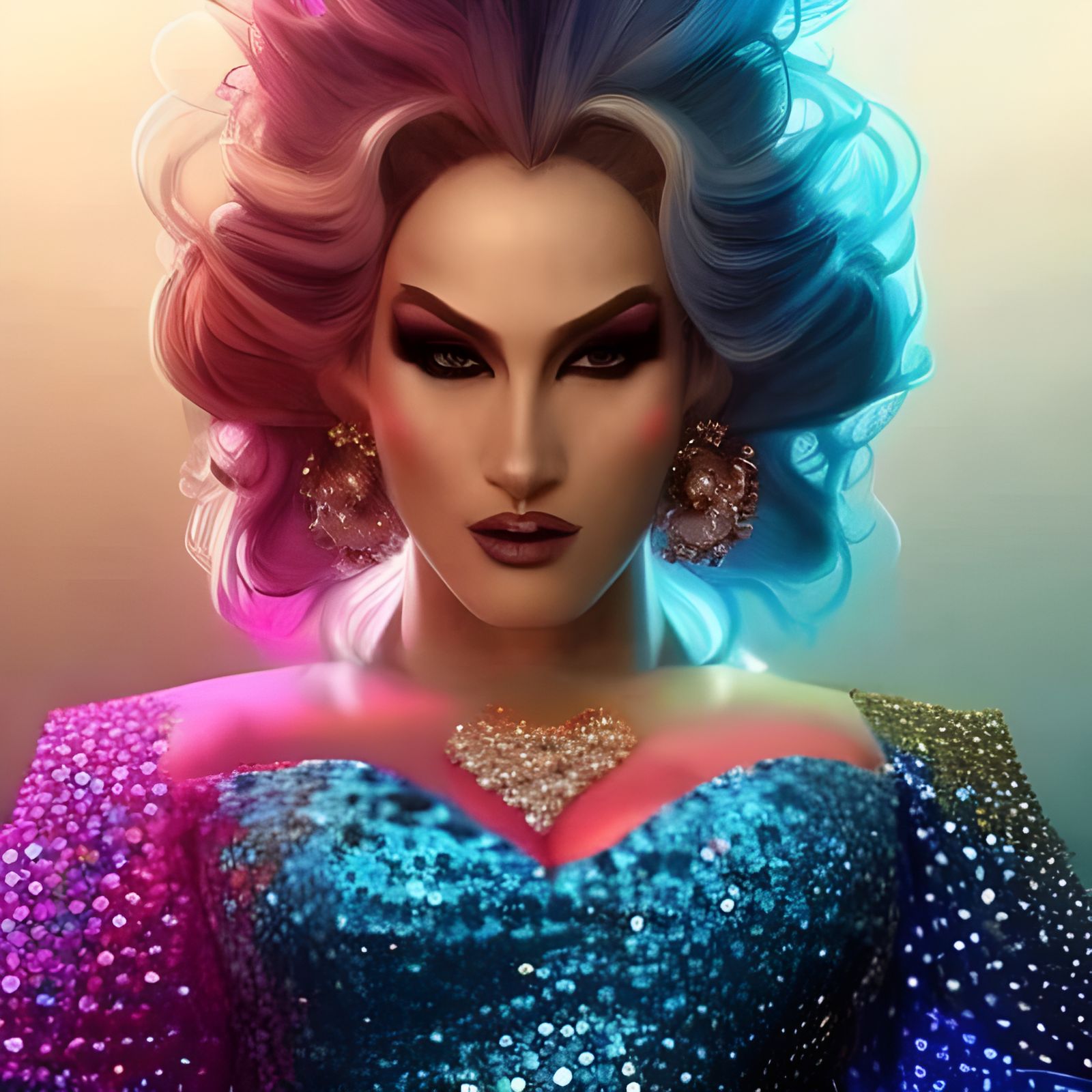 Elegant Drag Queen in Striking Blue Dress