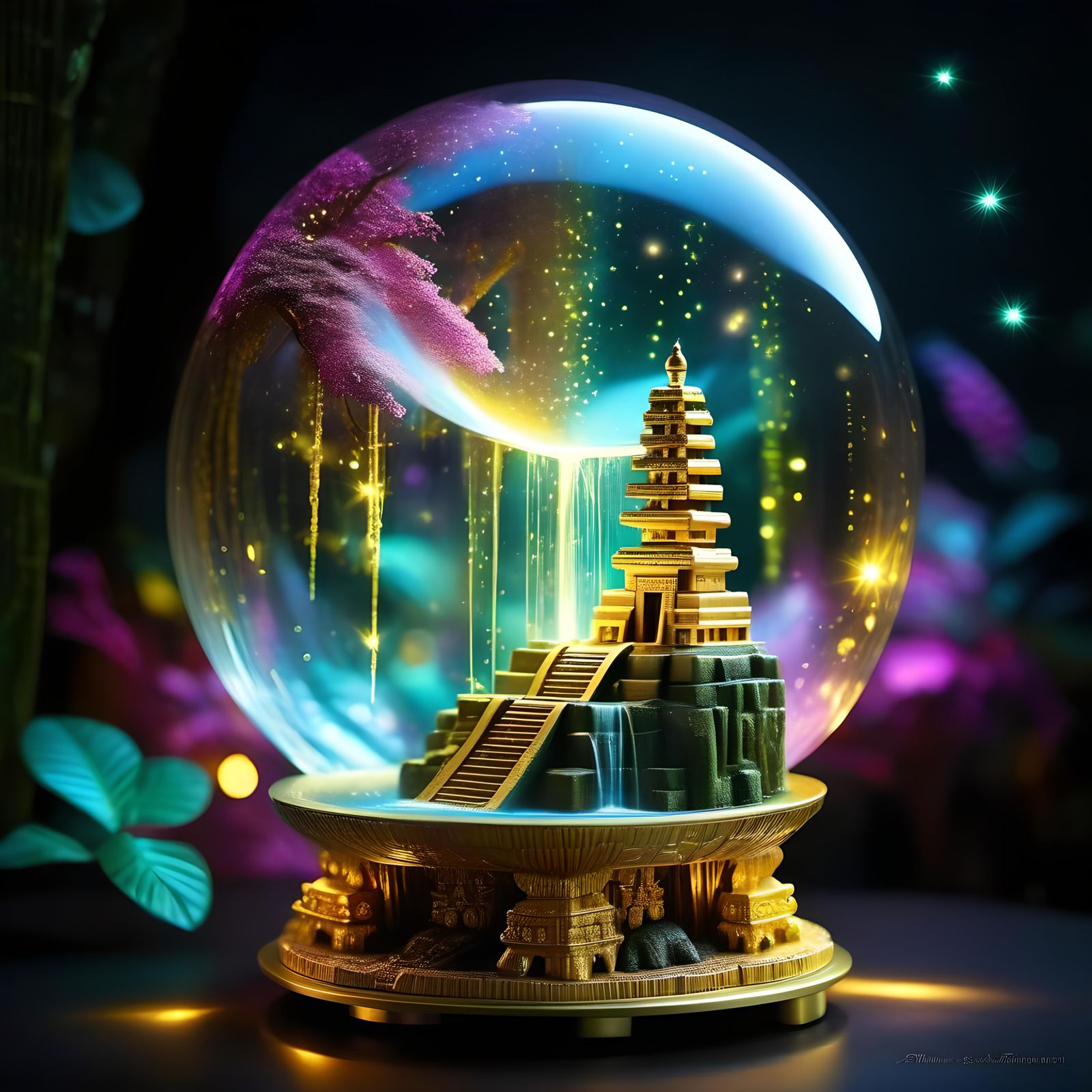 Magical Mayan Temple Globe