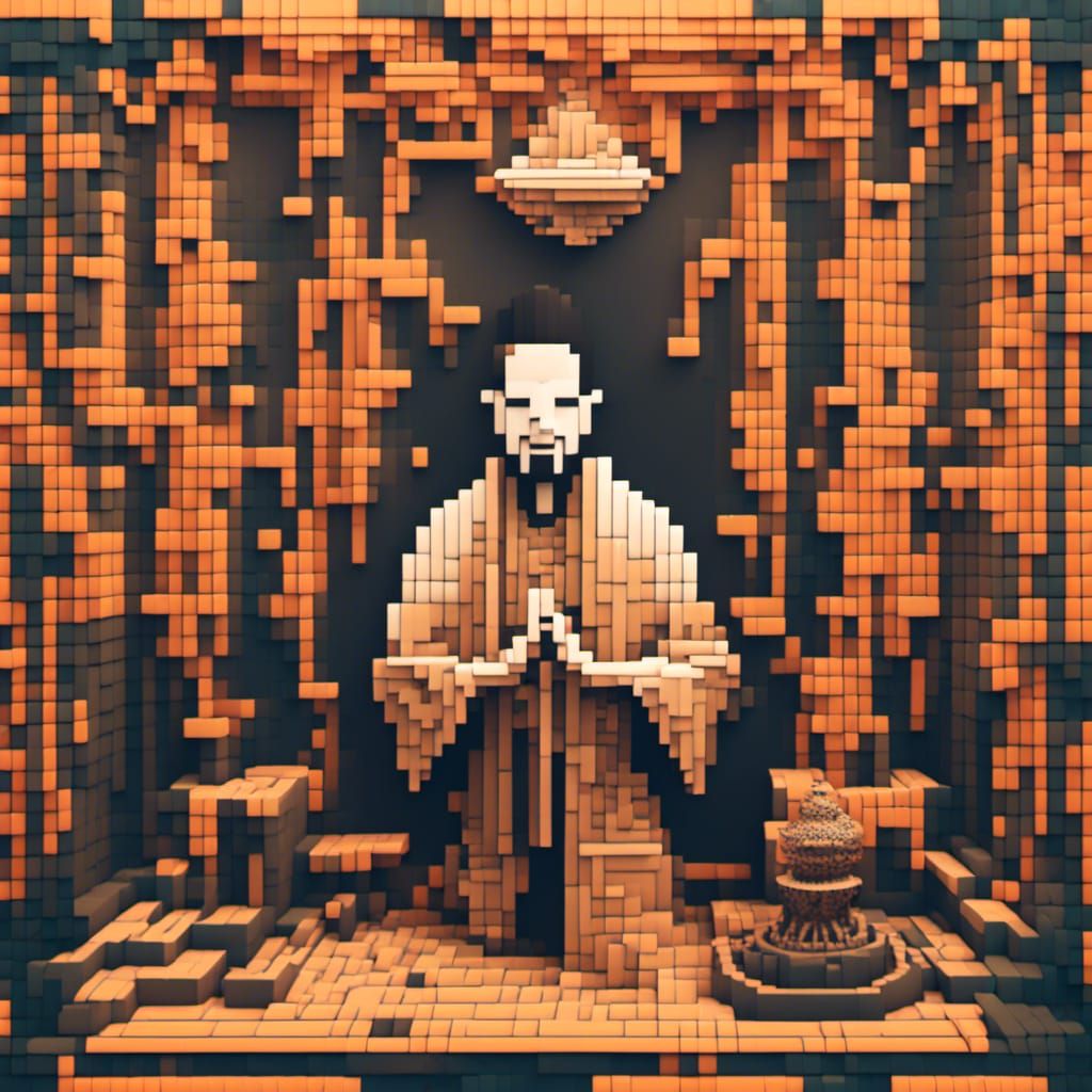 Pixel art. Monk