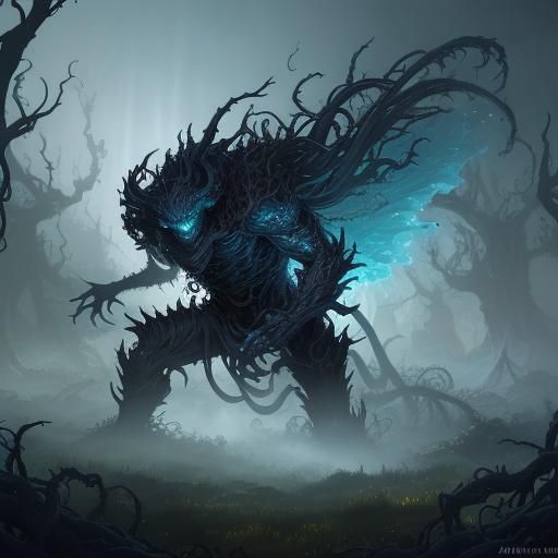Bush Demon Concept Art in Organic Fantasy Style