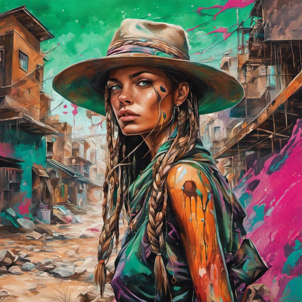 Desert Assassin in Graffiti Art Style