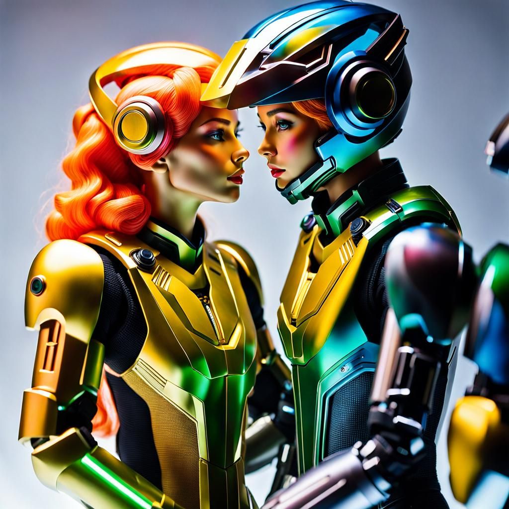 Hyperrealistic Action Figures in Double Exposure