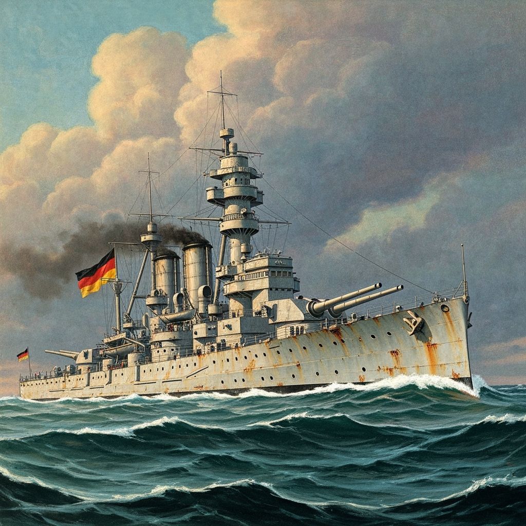 SMS Helgoland Battleship in Vintage Poster Style