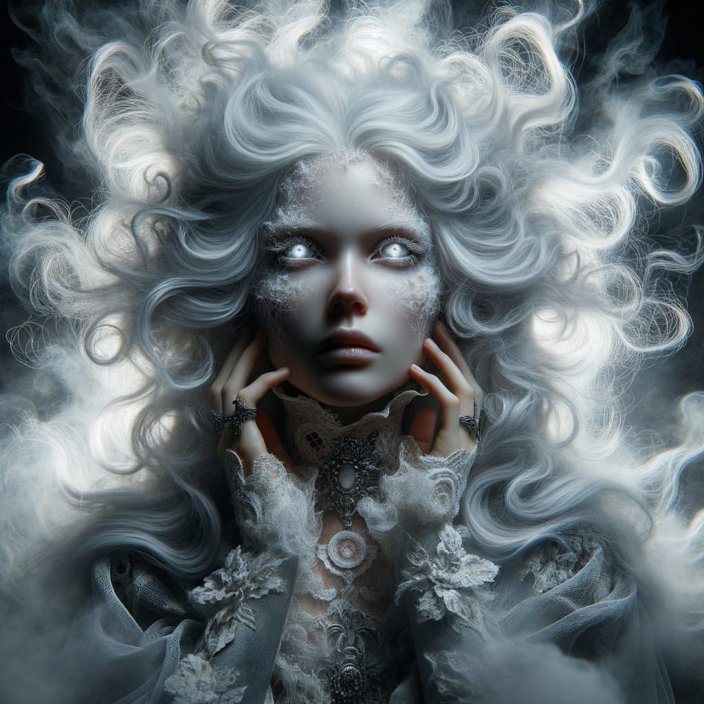 Ethereal Ghostly Figure in Lace and Velvet