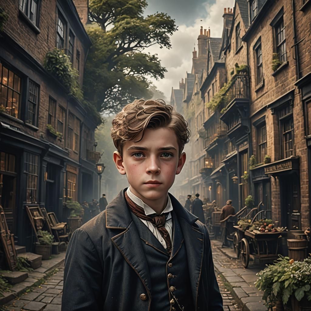 19th Century English Boy Portrait, Detailed Digital Art