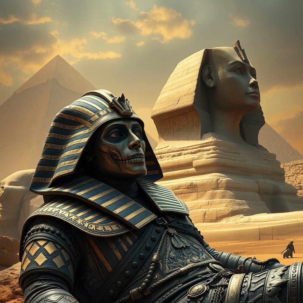 Egyptian Mummy in Front of the Great Sphinx