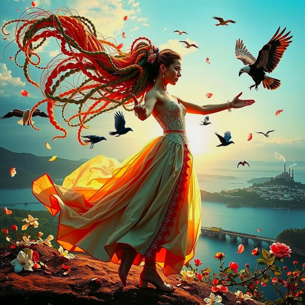 Woman's Transformative Dance: A Photorealistic Vision