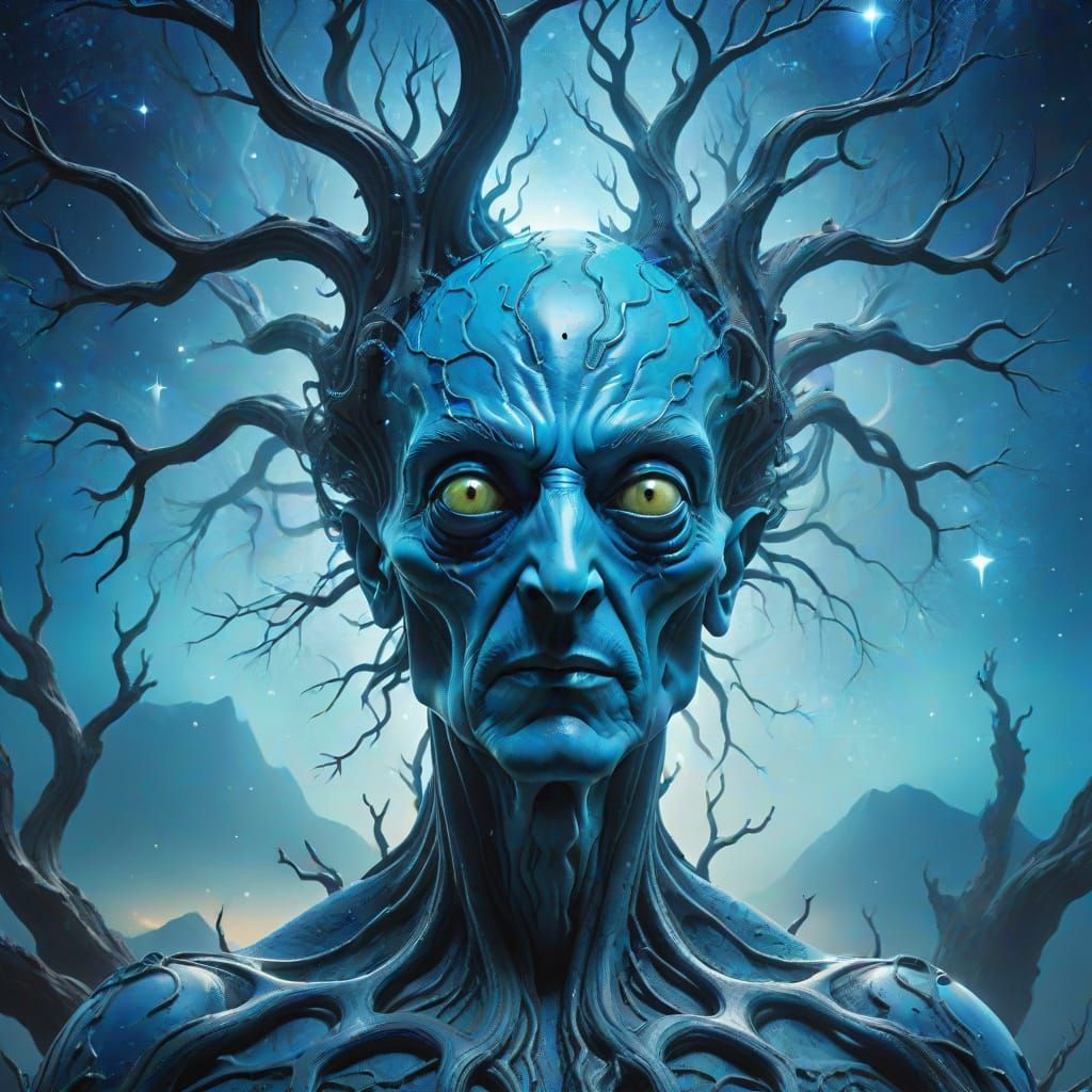 Alien in Mystical Realm: Surrealist Portrait