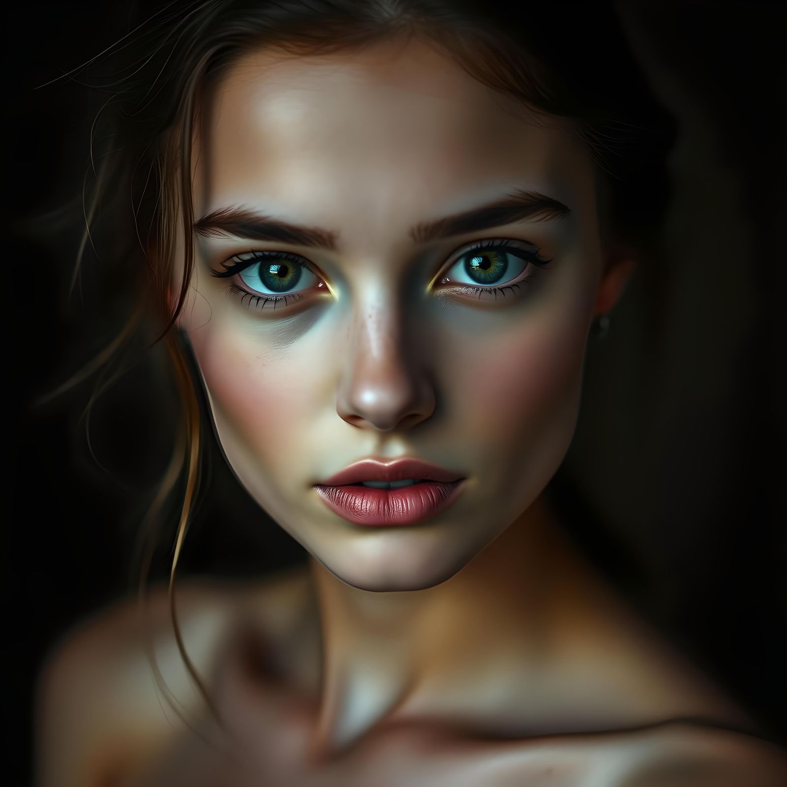 Hyperrealistic Portrait of Beautiful Young Woman