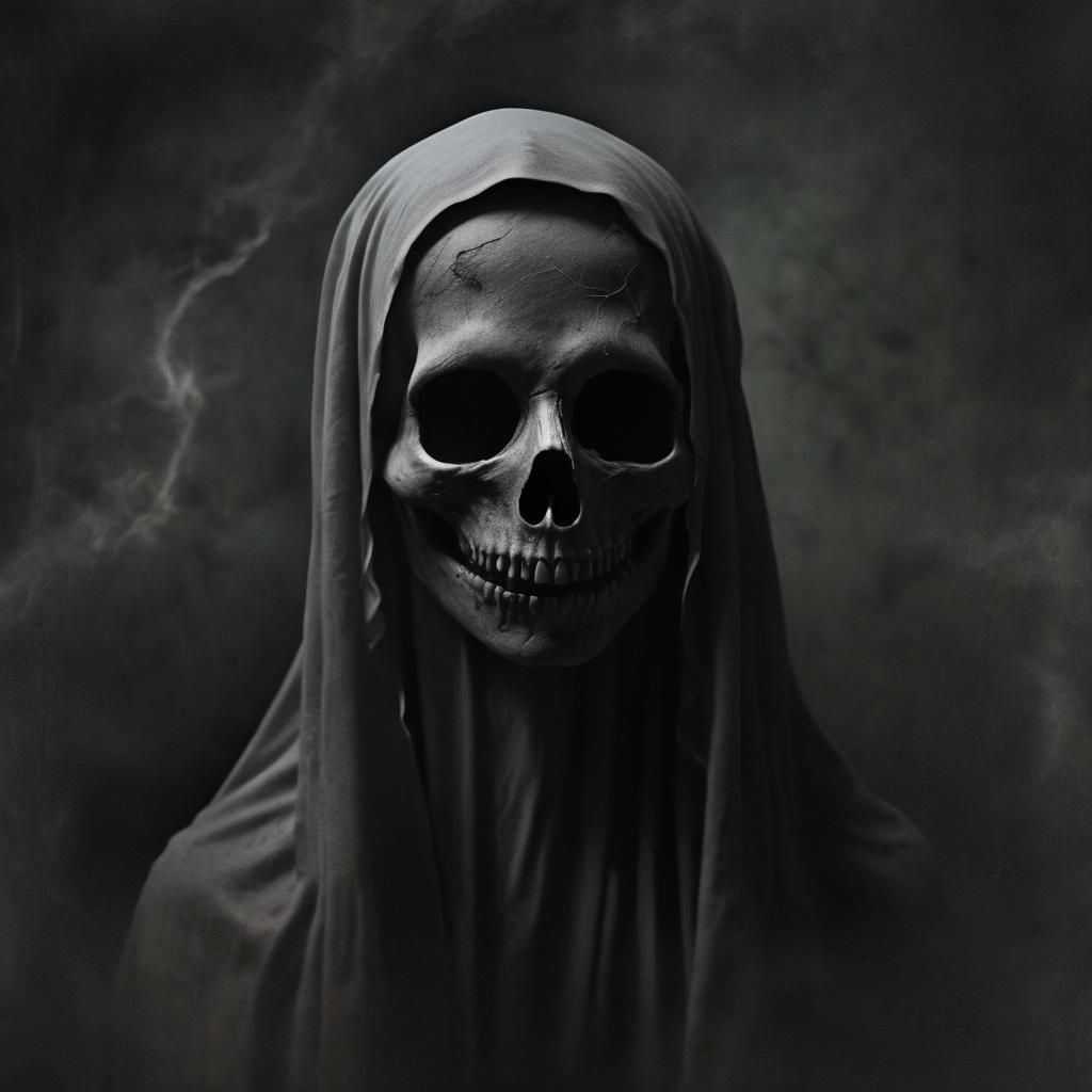 Creepy Ghost in Dark Atmospheric Crypt