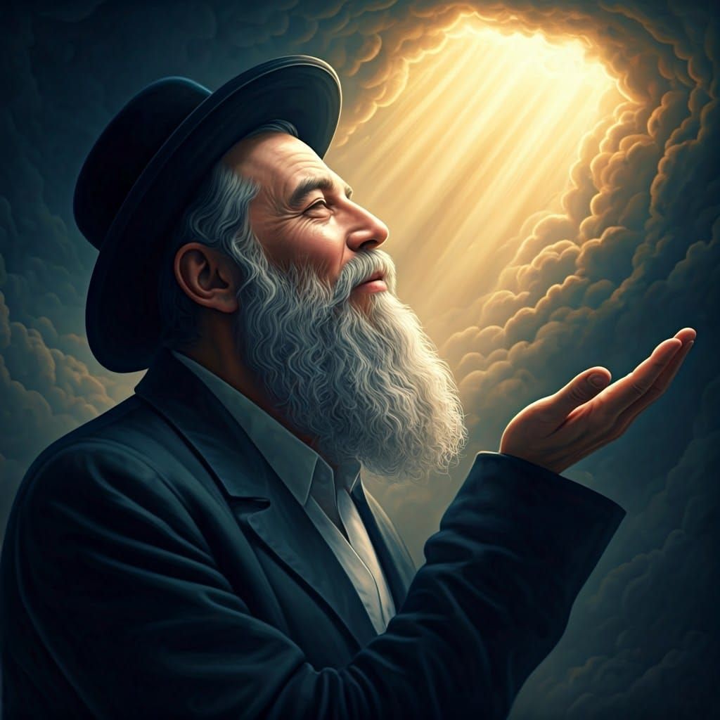 Hasidic Man's Reverent Kiss to Heaven