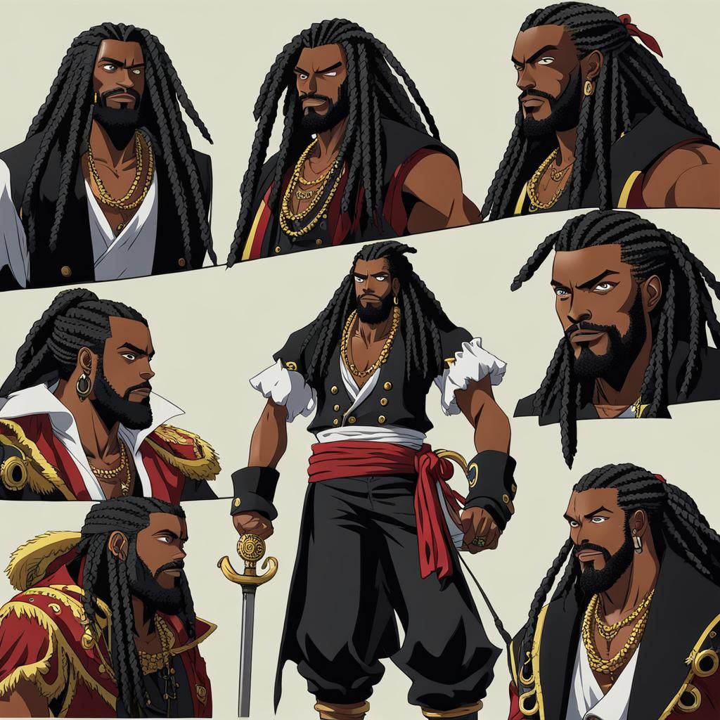 One Piece Style Black Pirate with Dreads