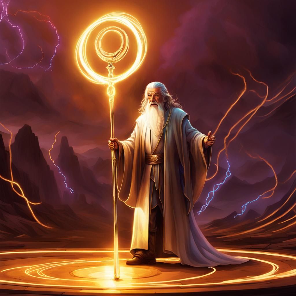 Gandalf in Glam Rock Cyberpop Style