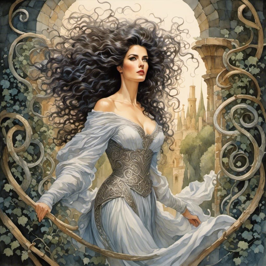 Woman Runs Through Gemstone Maze with 80s Hair