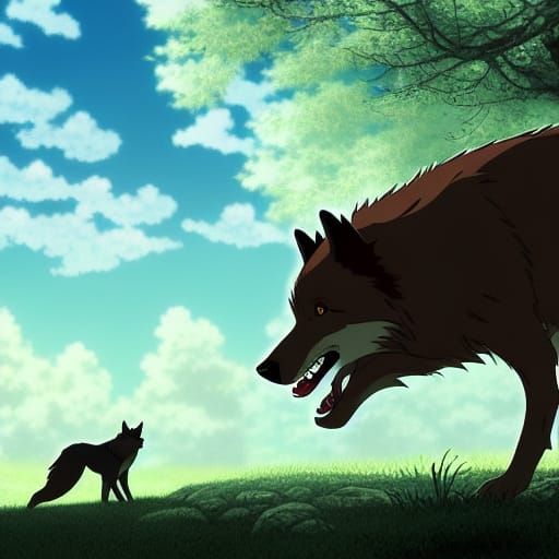Wolves in Anime Style by Makoto Shinkai