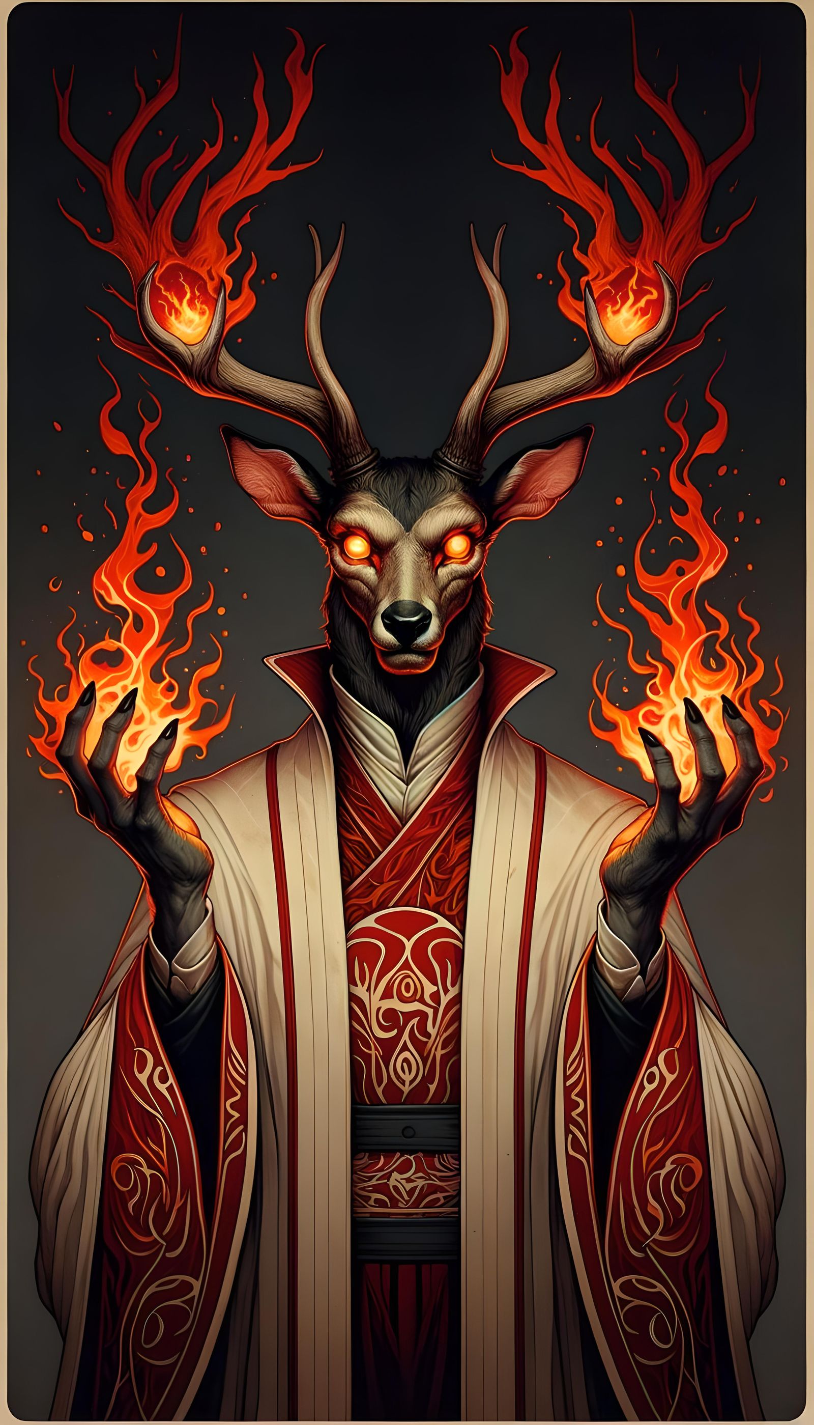 Fiery Deer in Art Nouveau Style