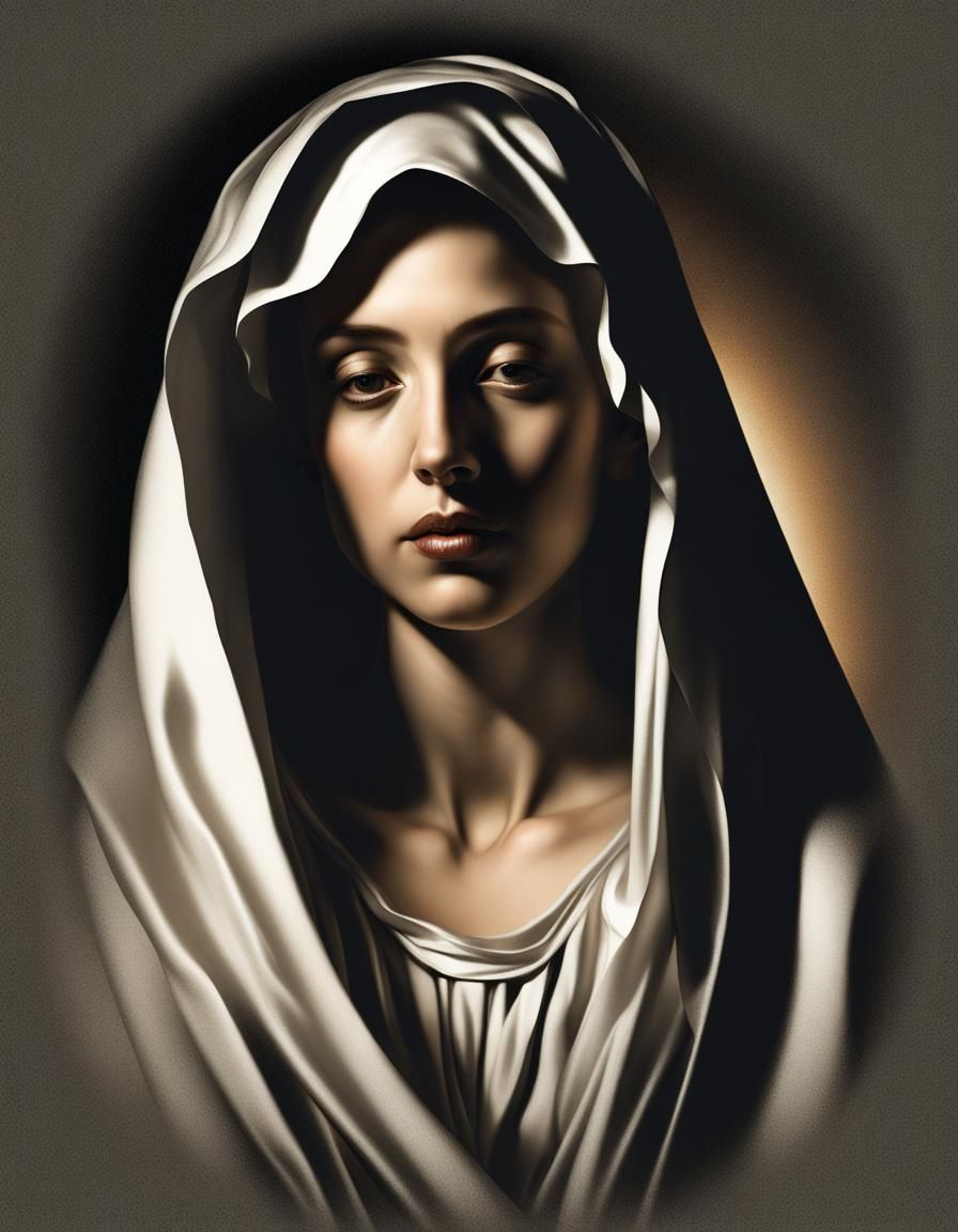 Mother Mary Portrait in Baroque Style