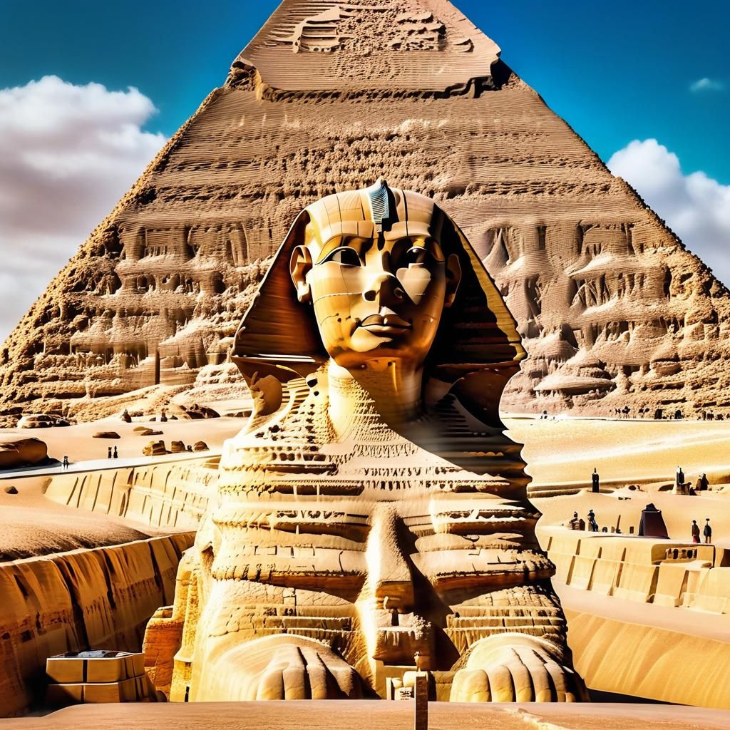 Hyperrealistic Great Sphinx Close-Up in Cinematic Lighting