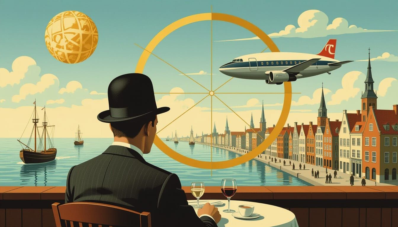 Man at Milliways in Surrealist Style