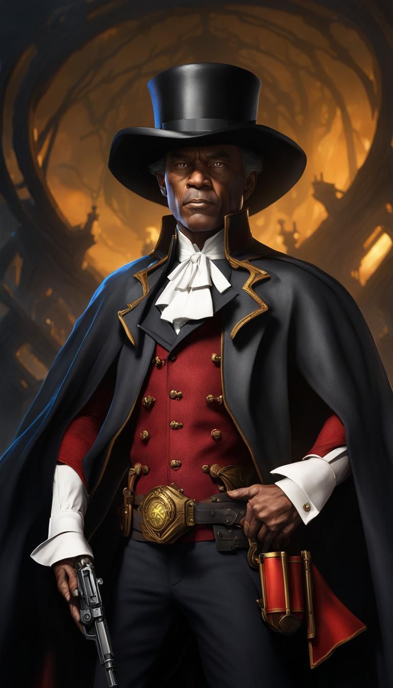 Fantastical Figure with Revolver in Detailed Digital Paintin...