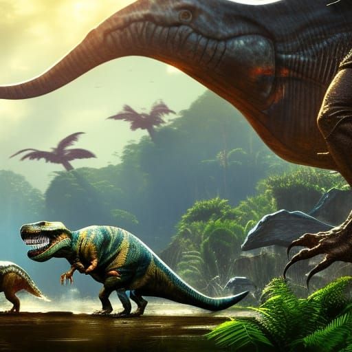 Detailed Jurassic World Matte Painting in 8k