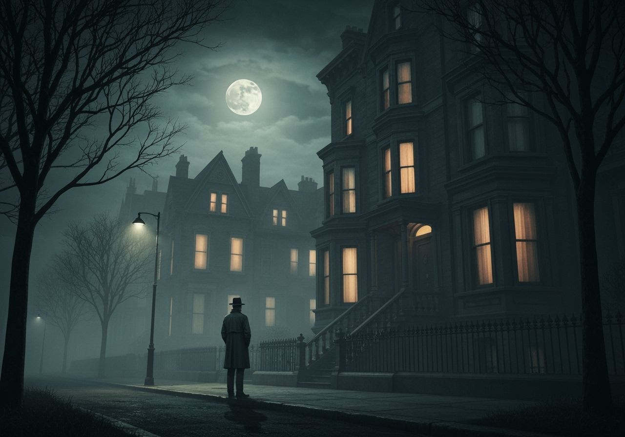 Moody Gothic Scene: Victorian Street at Night