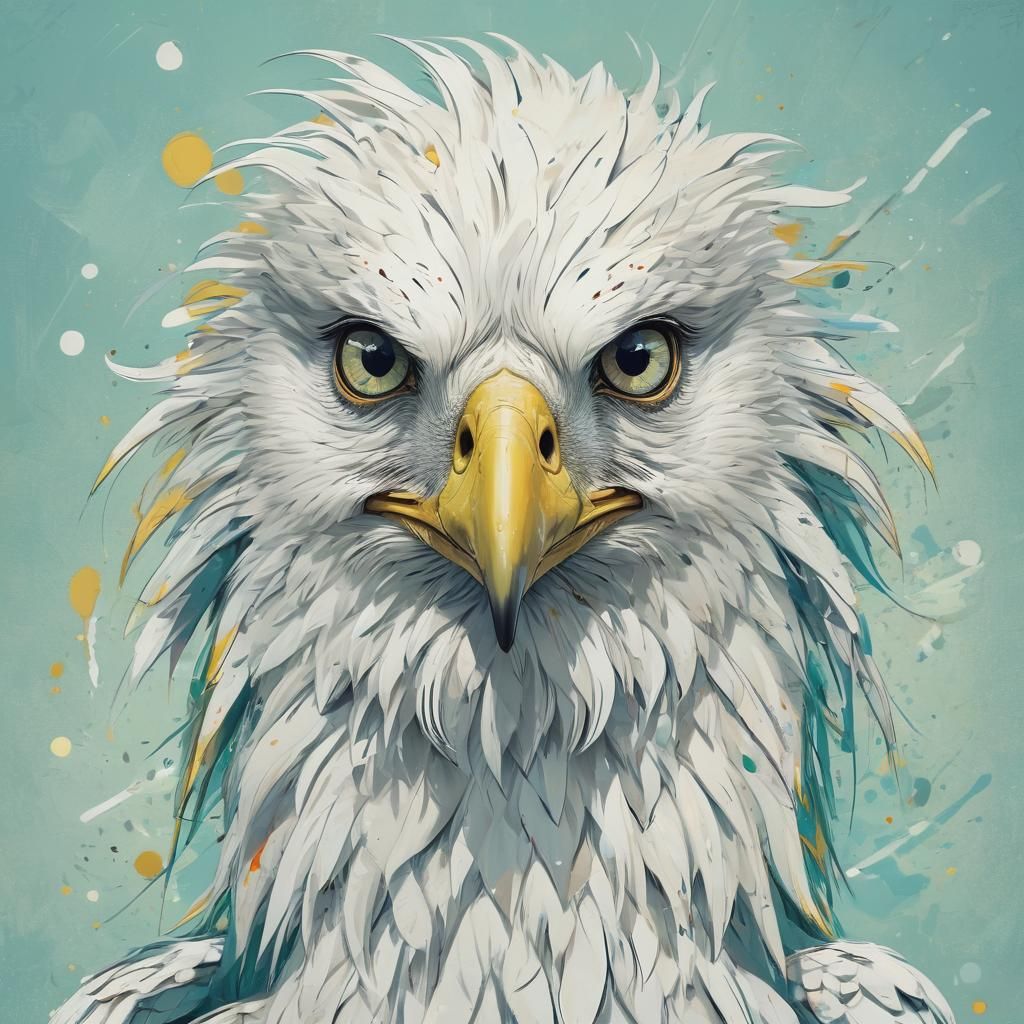 Cartoon Pop Art: Hawk Head with Human Face