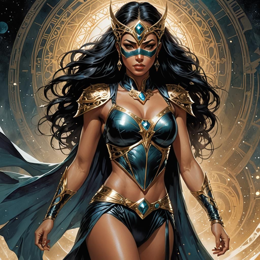 Mystical Female Wrestler 'The Enchantress' in Comic Art