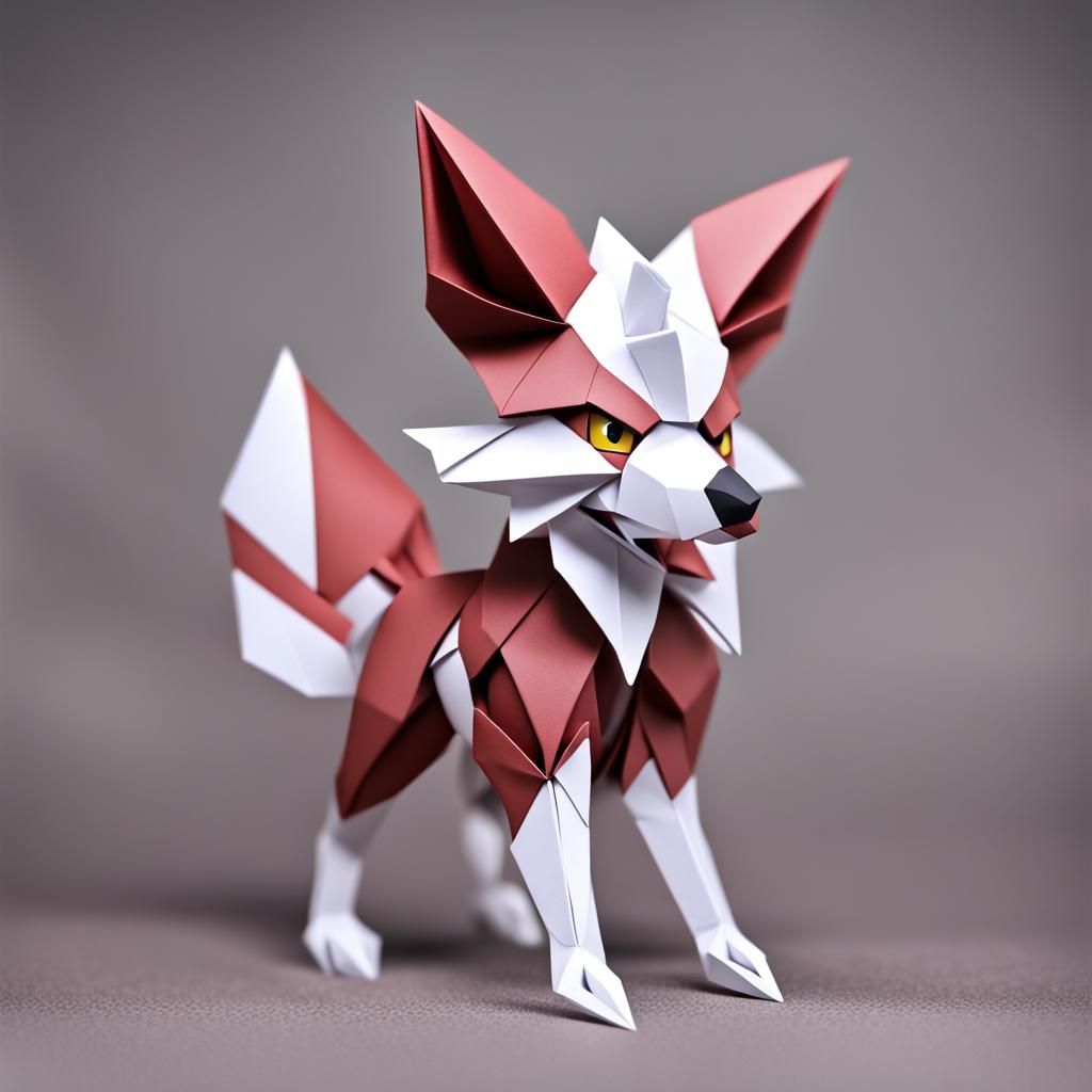 Origami Lycanroc Dusk Pokemon Papercraft