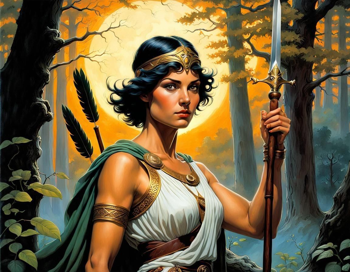Artemis, Goddess of the Hunt in Digital Painting