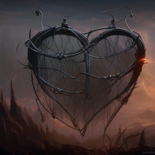 Barbed Wire Heart: Detailed Matte Painting