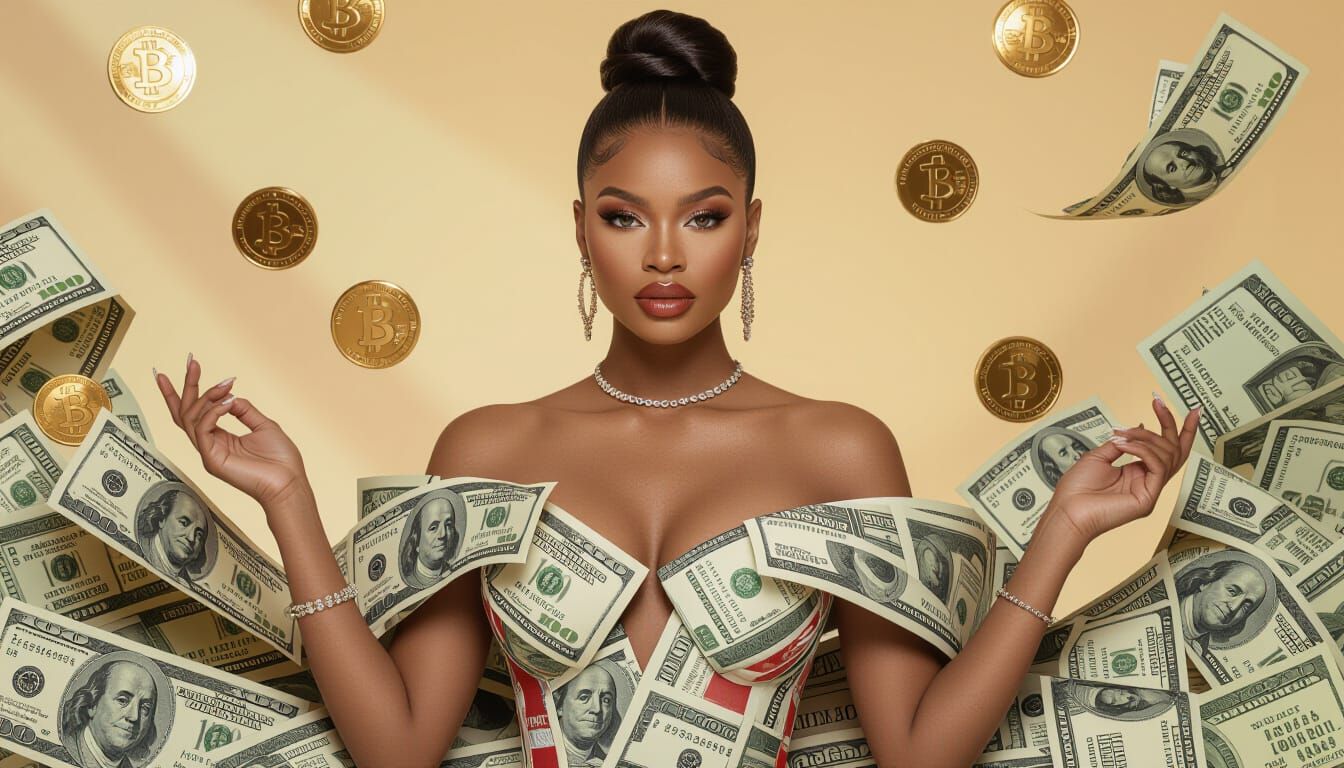 Nyamira's Currency Gown in Surreal Portrait