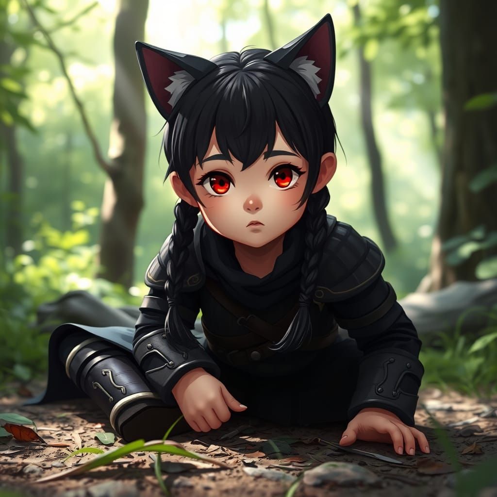 Mystical Forest Maiden in Cyberpunk Armor