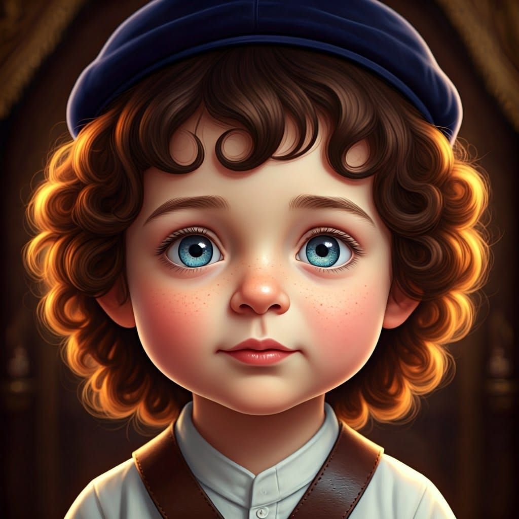 Ultra-Orthodox Boy with Sidelocks in Anime Style