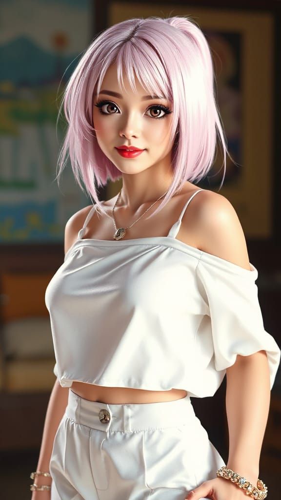 Sakura Haruno as High-Fashion Model in Hyperrealistic Art