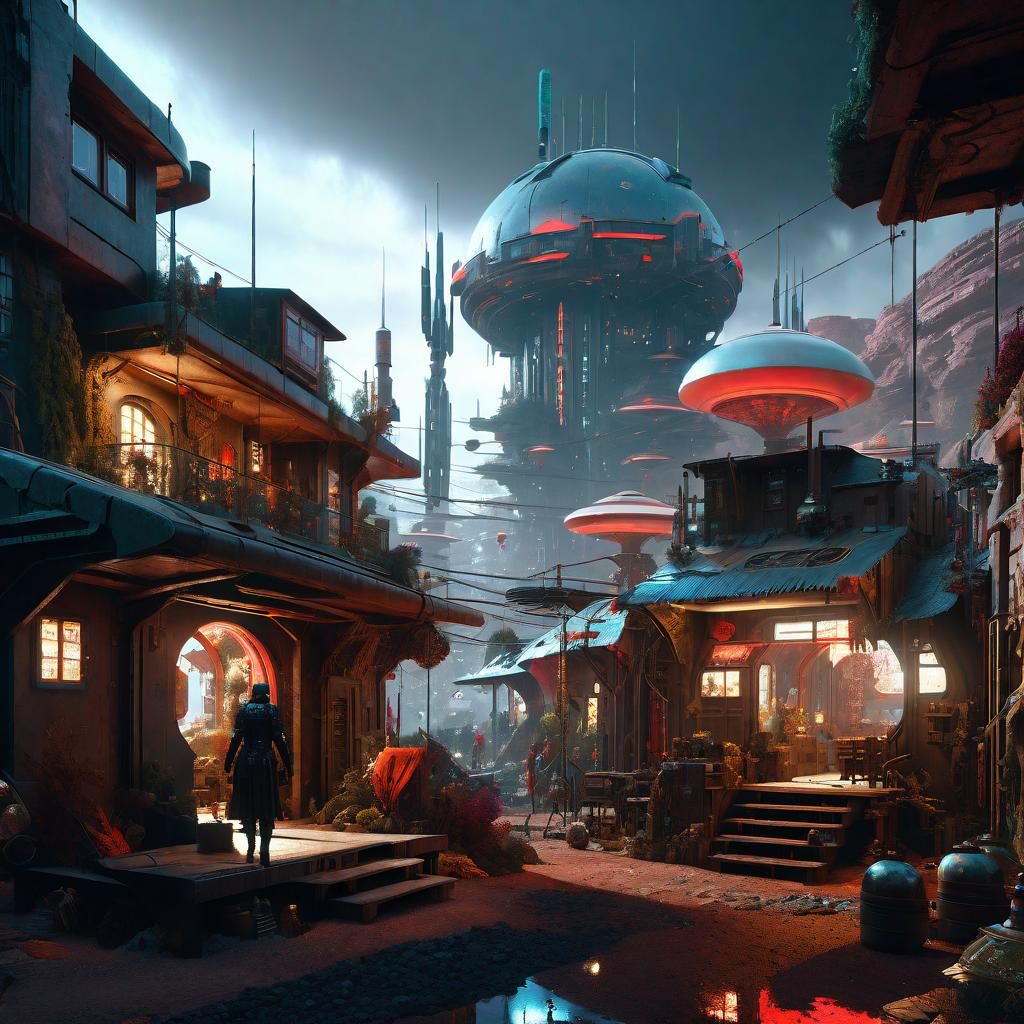 Futuristic Sci-Fi Village: Maximalist Architectural Concept ...