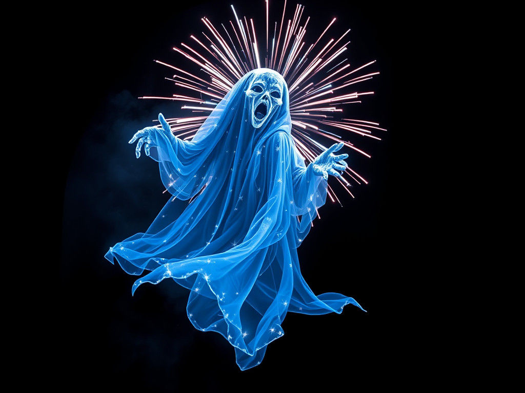 Ghost Firecracker: Ultraminimalist Electric Navy Blue Design