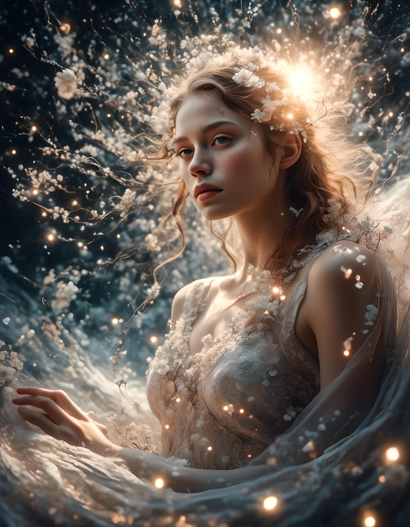 Shimmering Girl Bathed in Magical Light