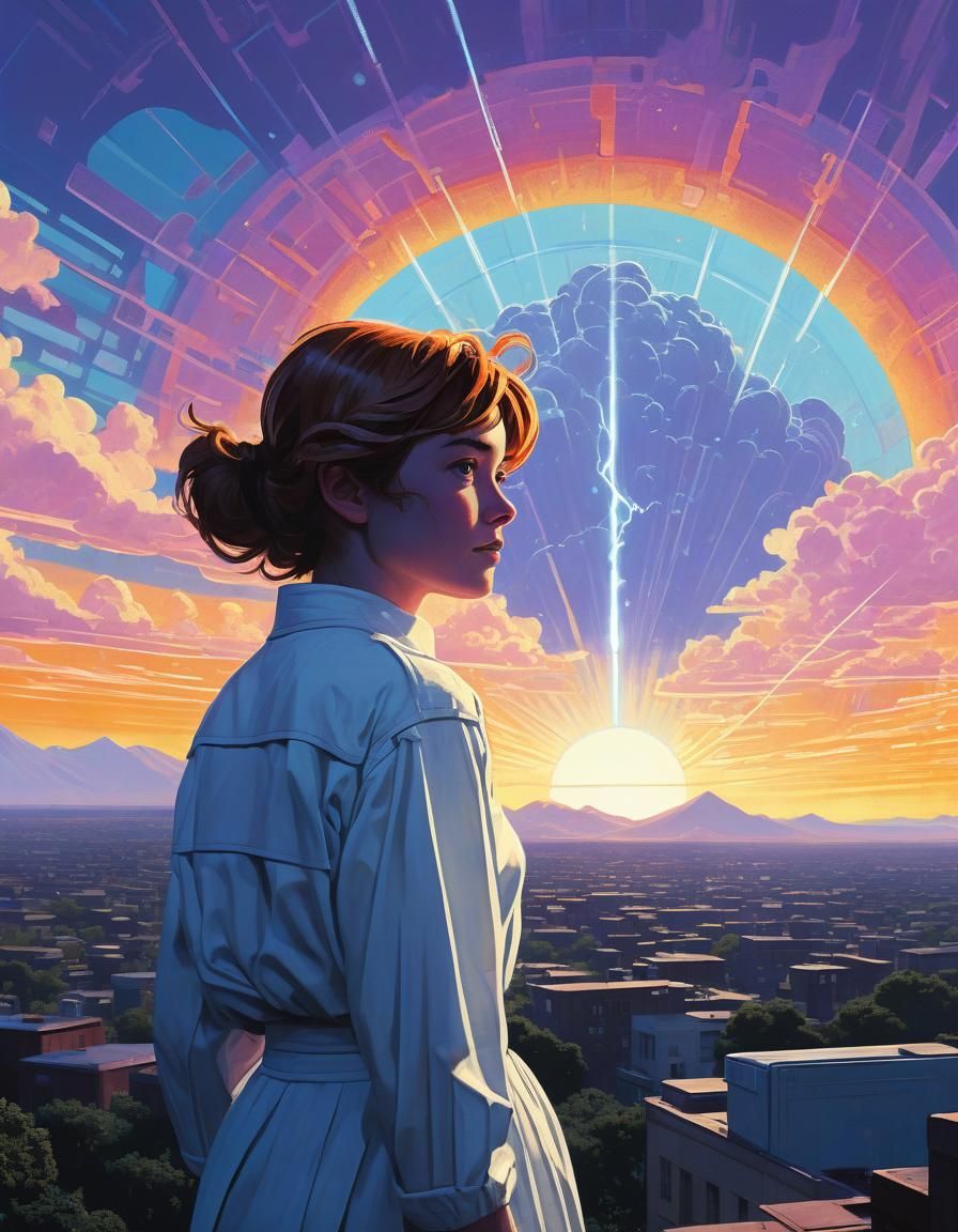 Ethereal Sci-Fi Woman in Pop Art Style