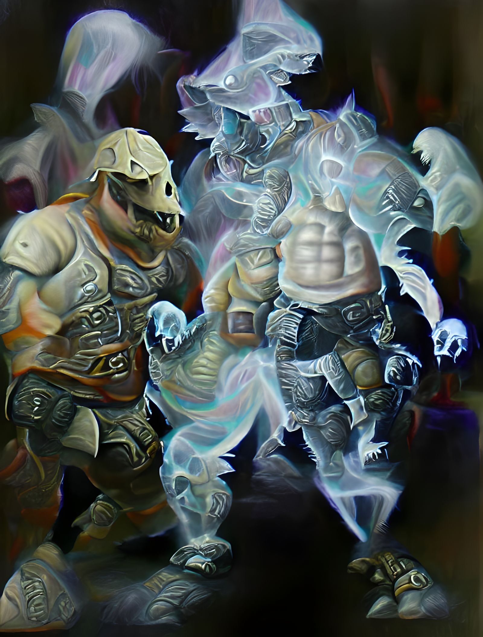 Dragonborn Brawler and Echo Clone in Airbrush Art