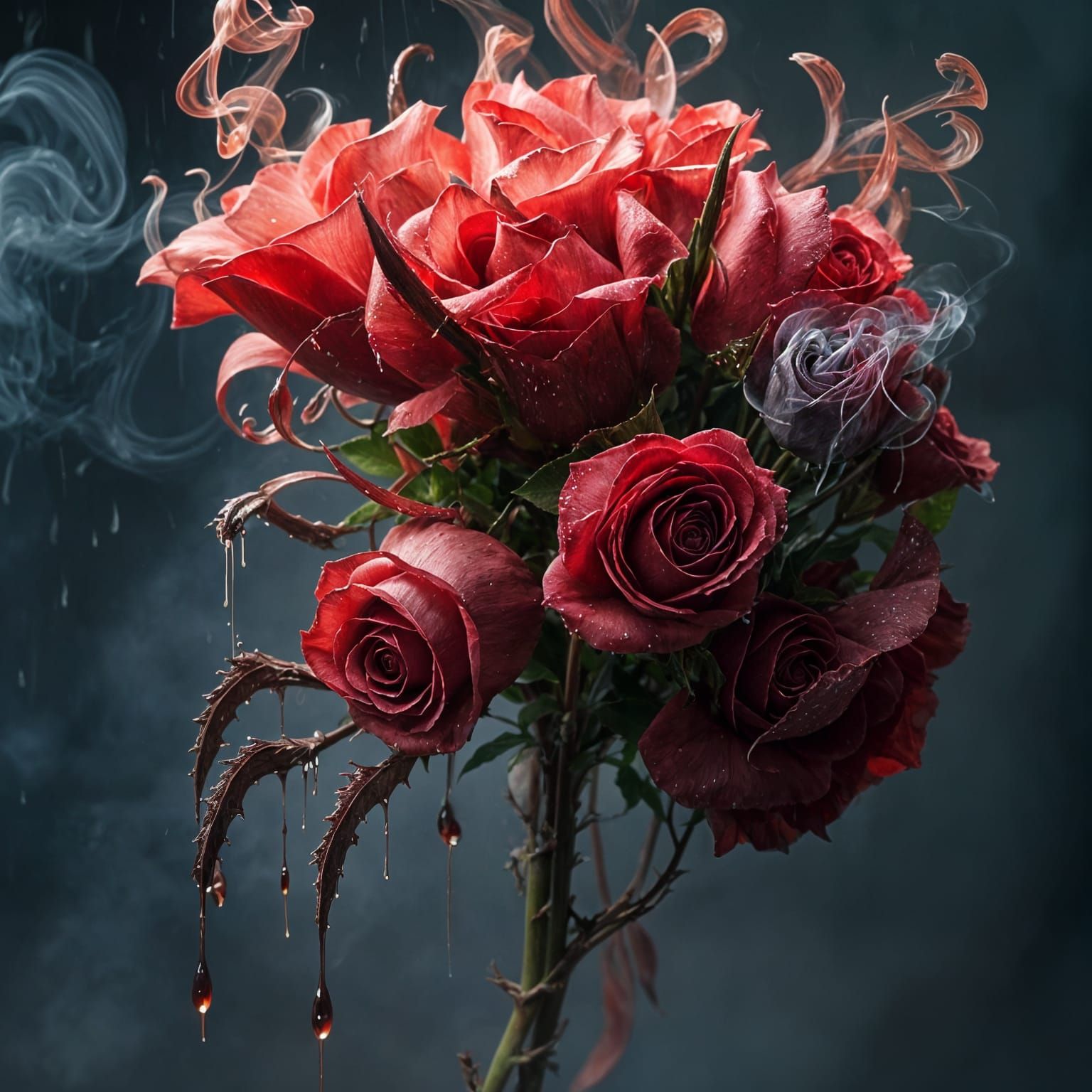 Ghostly Roses in a Bloody Rainstorm