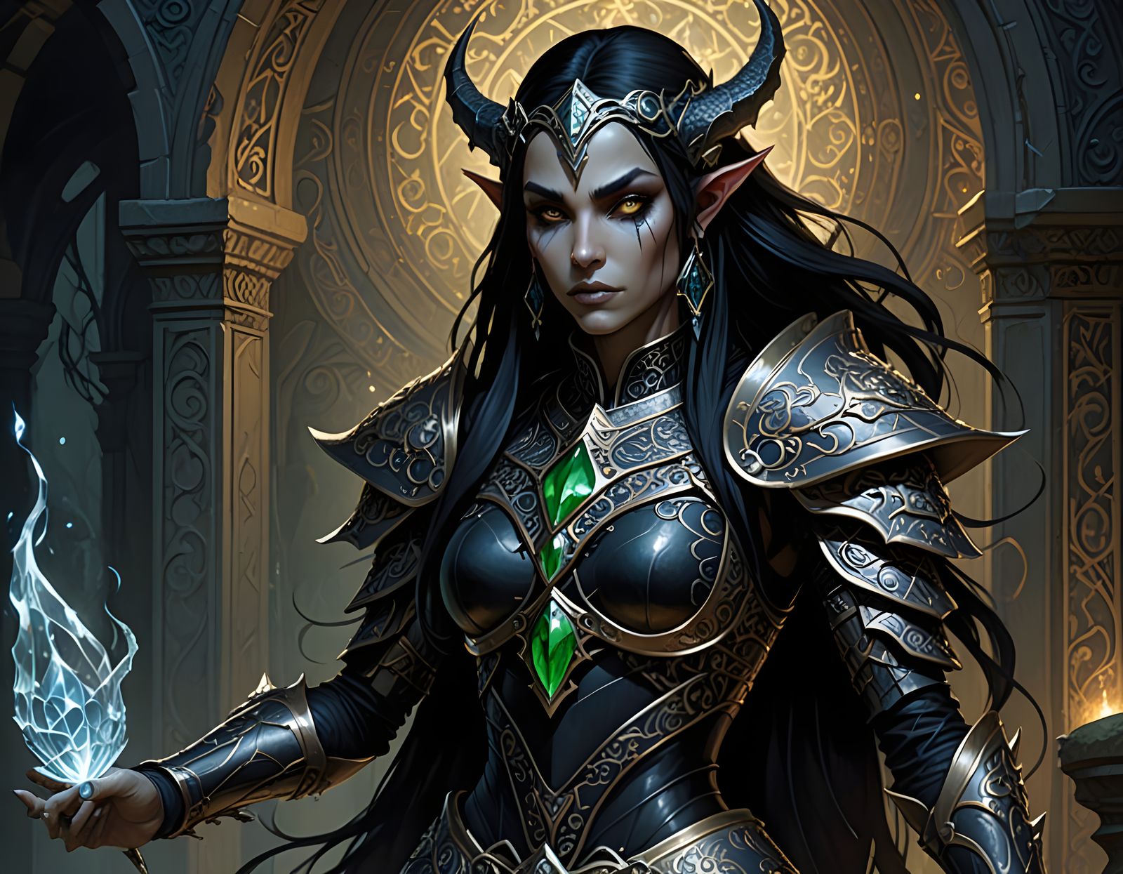 A female Dark Elf Cleric from a well known fantasy role playing game, but sometimes A.I. goes of the rails and makes it ...