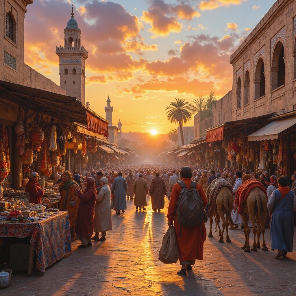 Desert Oasis Marketplace at Sunset