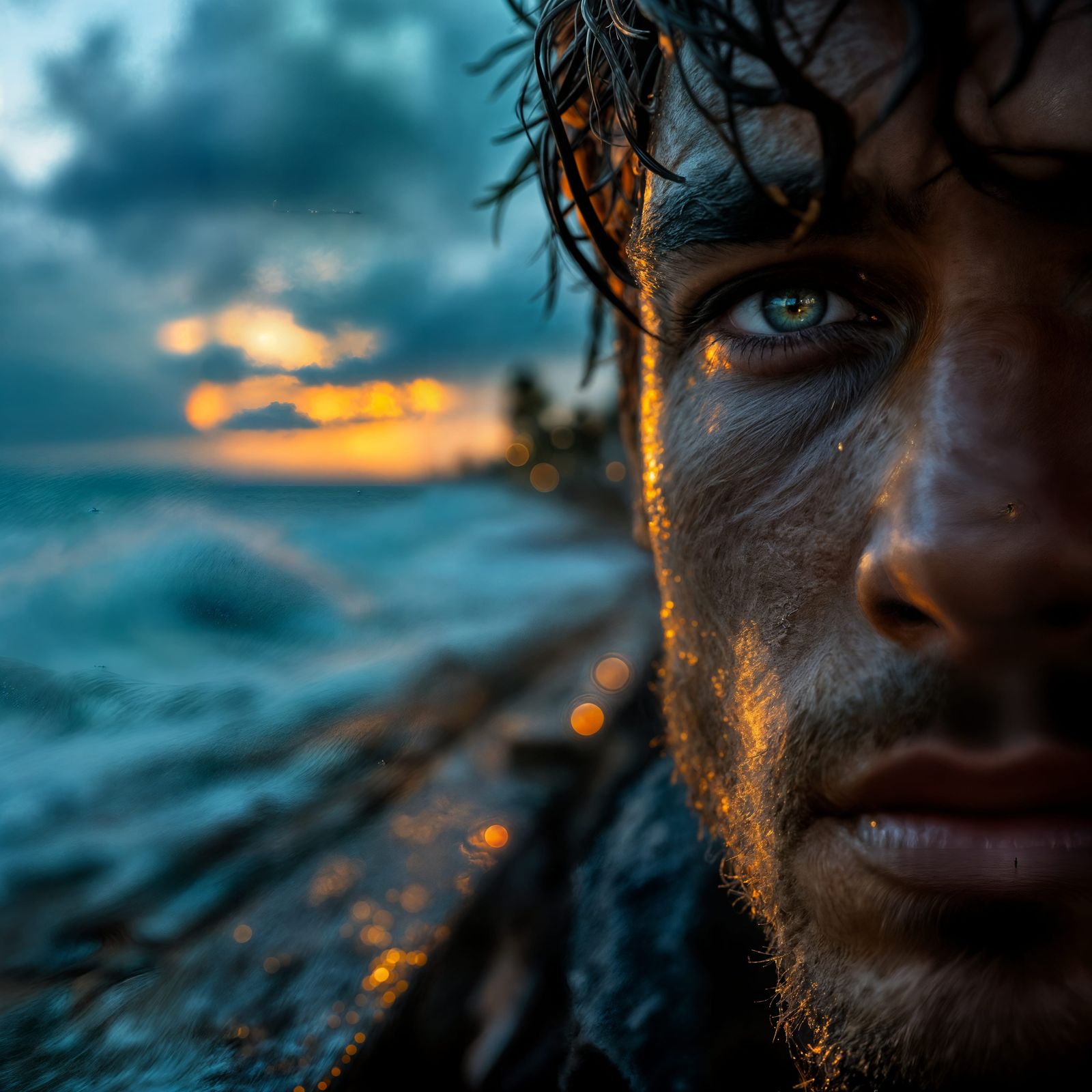 Stormy Gulf Coast Shoreline in Photorealistic Style