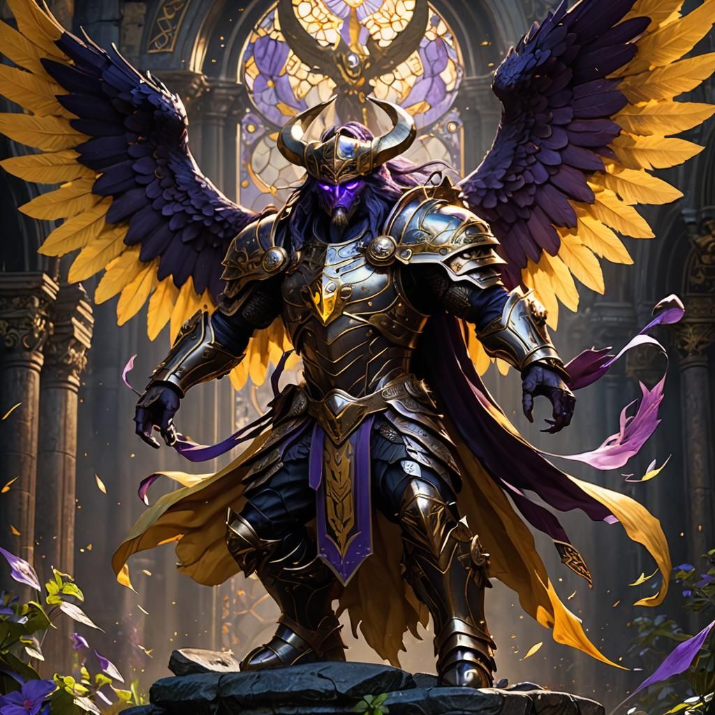 Magnificent Winged Warrior in Dark Fantasy Style