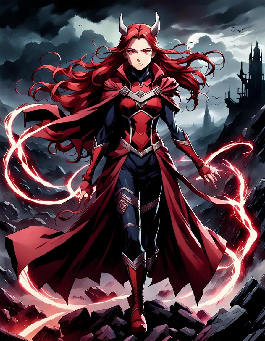 Scarlet Witch Amidst Chaos: Manga Anime Style