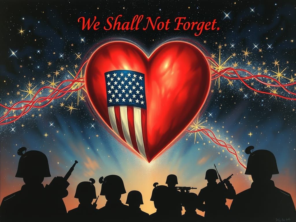 Patriotic Heart in Starry Sky: Gurney and Amaringo Style