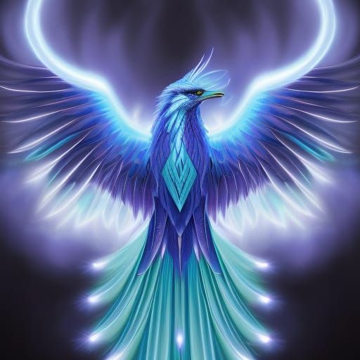 Luminescent Blue Phoenix Fantasy Art