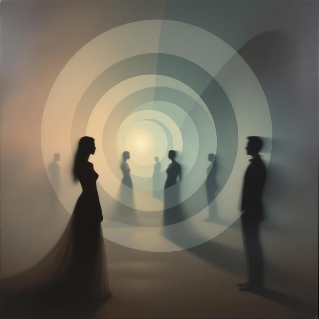 Surrealist Oil Painting of Time's Layered Moments